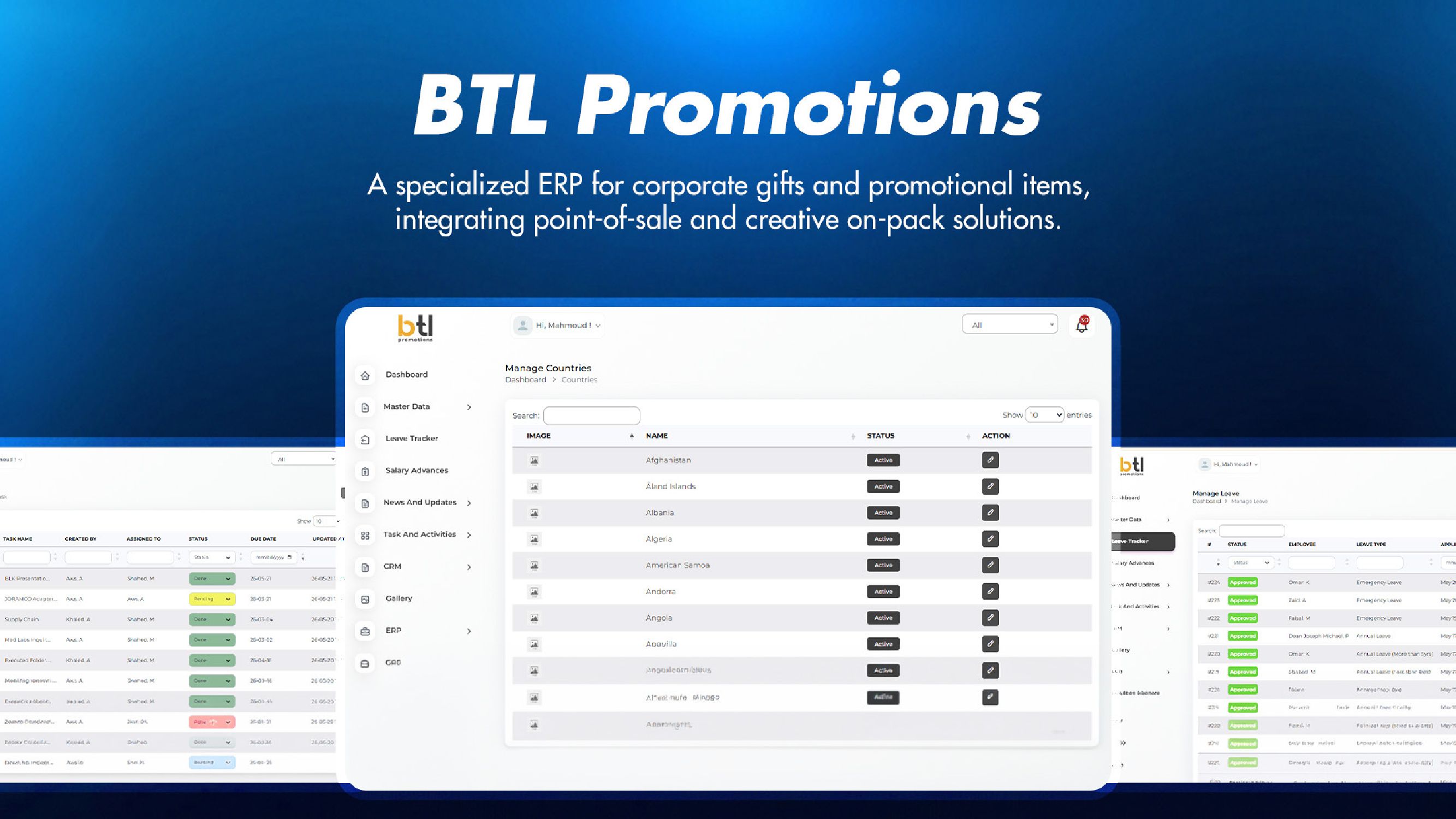 BTL Promotions project interface