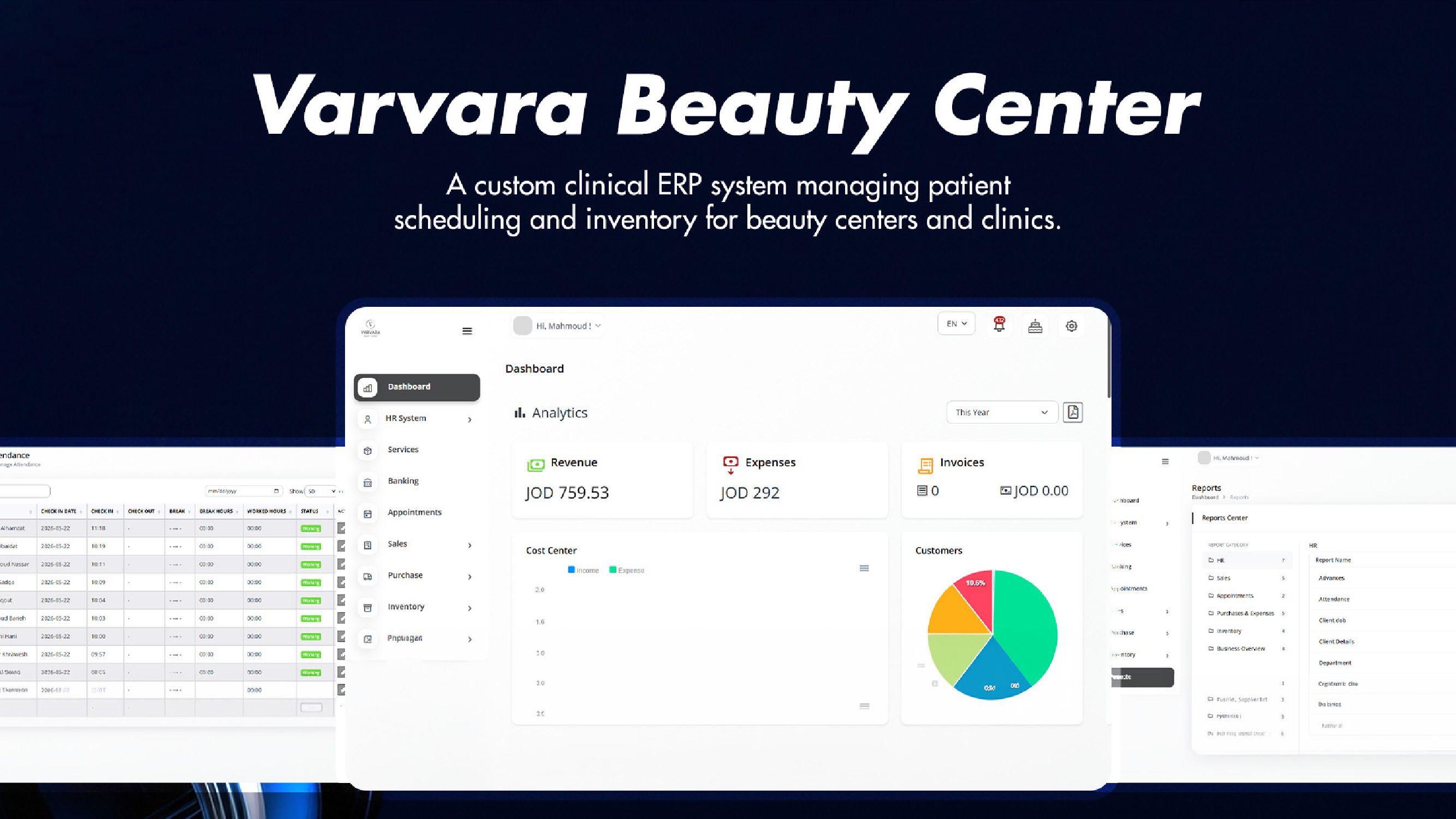 Varvara Beauty Center ERP project interface