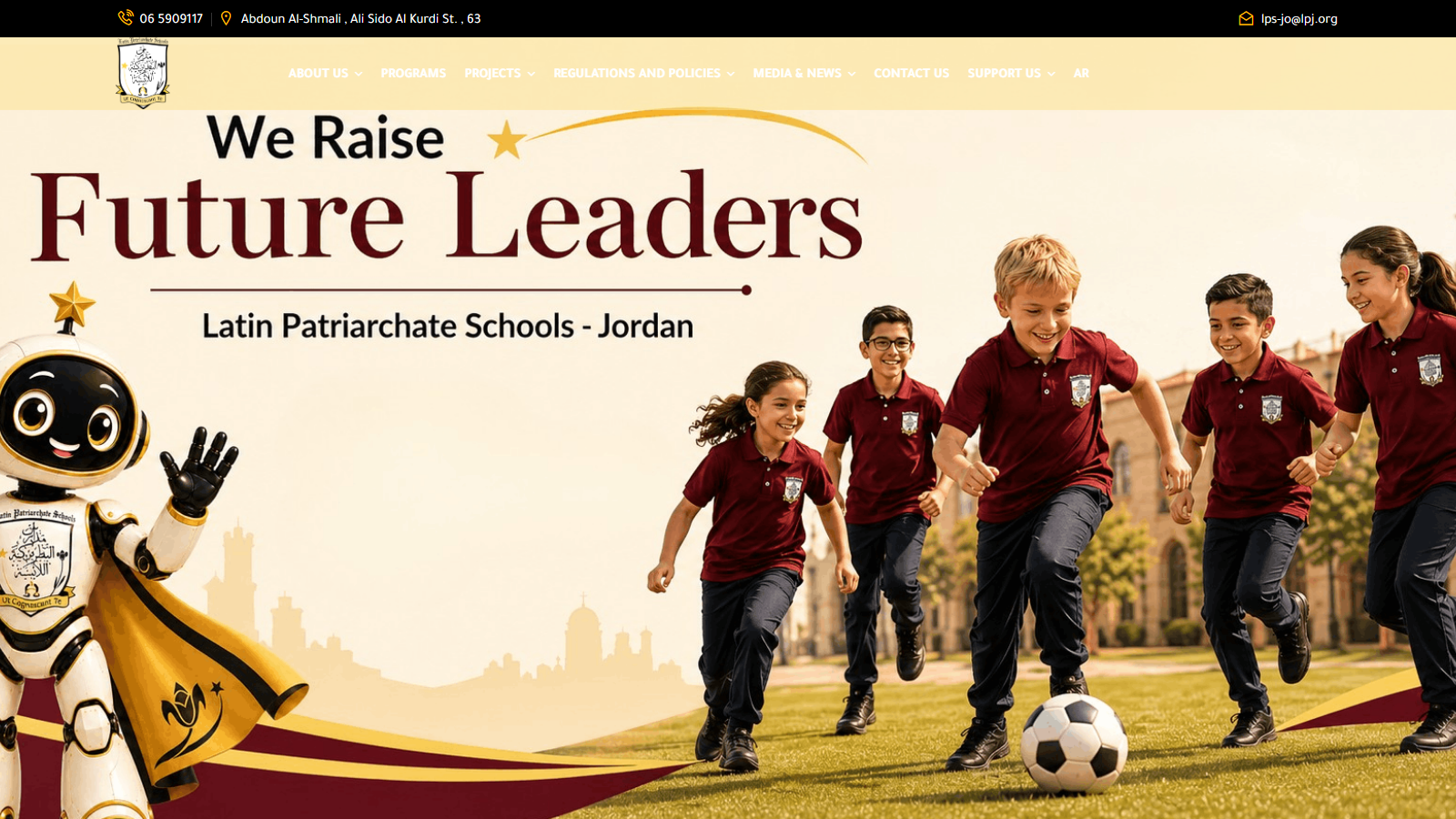Latin Patriarchate Schools project interface